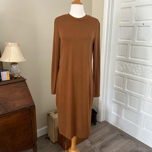 Target Prologue midi length sweater dress in a rusty dark tan color - Picture 2 of 7